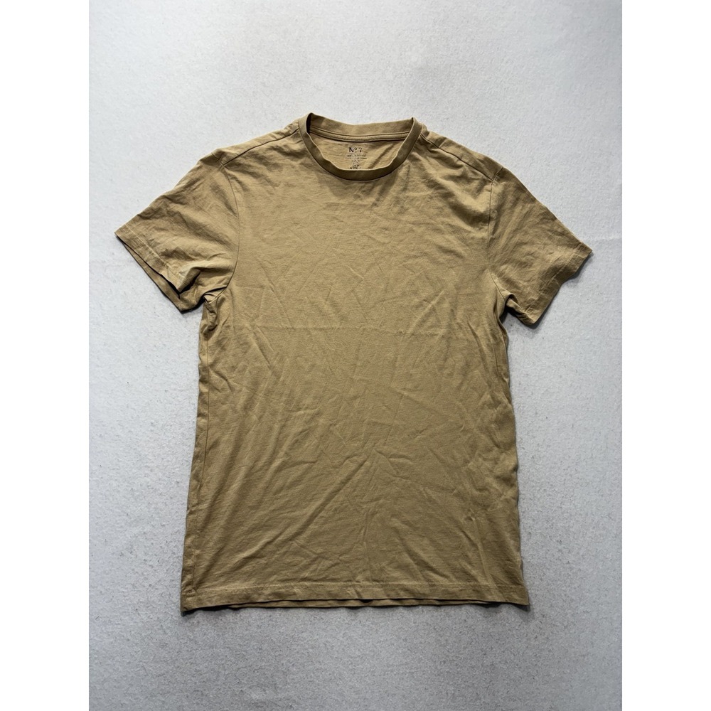 H&M Essentials Shirt Mens Small Beige No 7 Regular Fit Crew Neck Cotton Tee